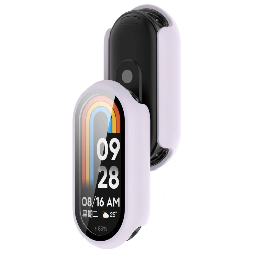 Etui ze szkłem do zegarka Bizon Case+Glass Watch do Xiaomi Smart Band 10 jasnofioletowe