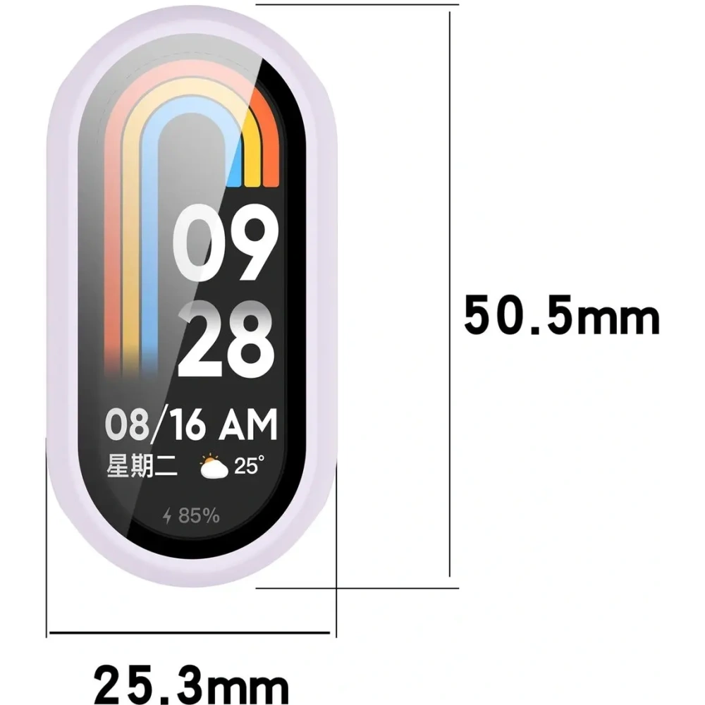 Etui ze szkłem do zegarka Bizon Case+Glass Watch do Xiaomi Smart Band 10 jasnofioletowe