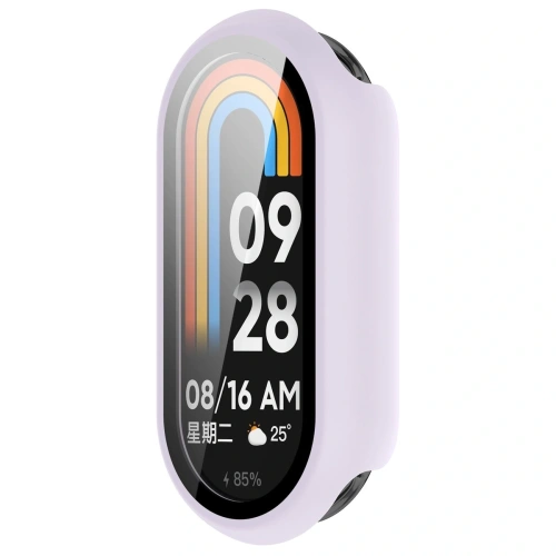 Etui ze szkłem do zegarka Bizon Case+Glass Watch do Xiaomi Smart Band 10 jasnofioletowe