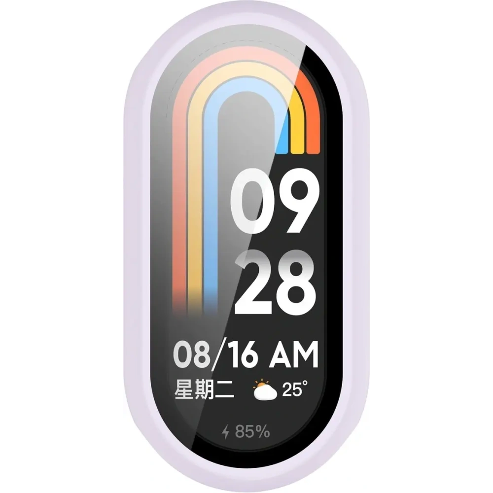 Etui ze szkłem do zegarka Bizon Case+Glass Watch do Xiaomi Smart Band 10 jasnofioletowe