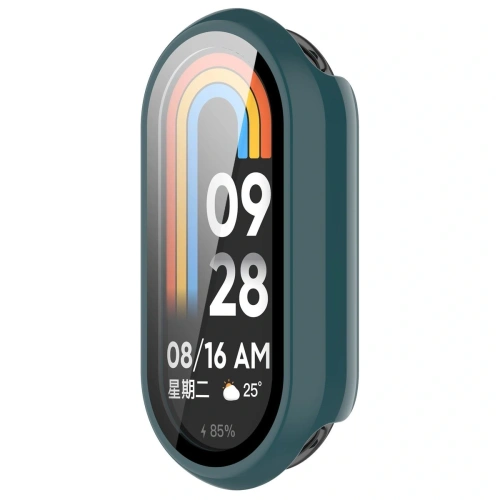 Etui ze szkłem do zegarka Bizon Case+Glass Watch do Xiaomi Smart Band 10 ciemnozielone