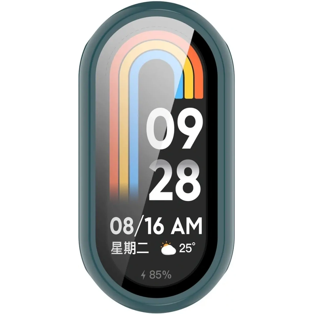 Etui ze szkłem do zegarka Bizon Case+Glass Watch do Xiaomi Smart Band 10 ciemnozielone