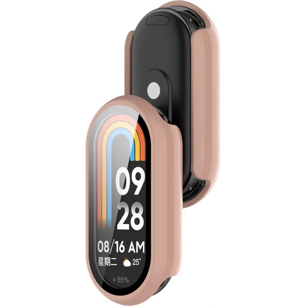 Etui ze szkłem do zegarka Bizon Case+Glass Watch do Xiaomi Smart Band 10 różowe