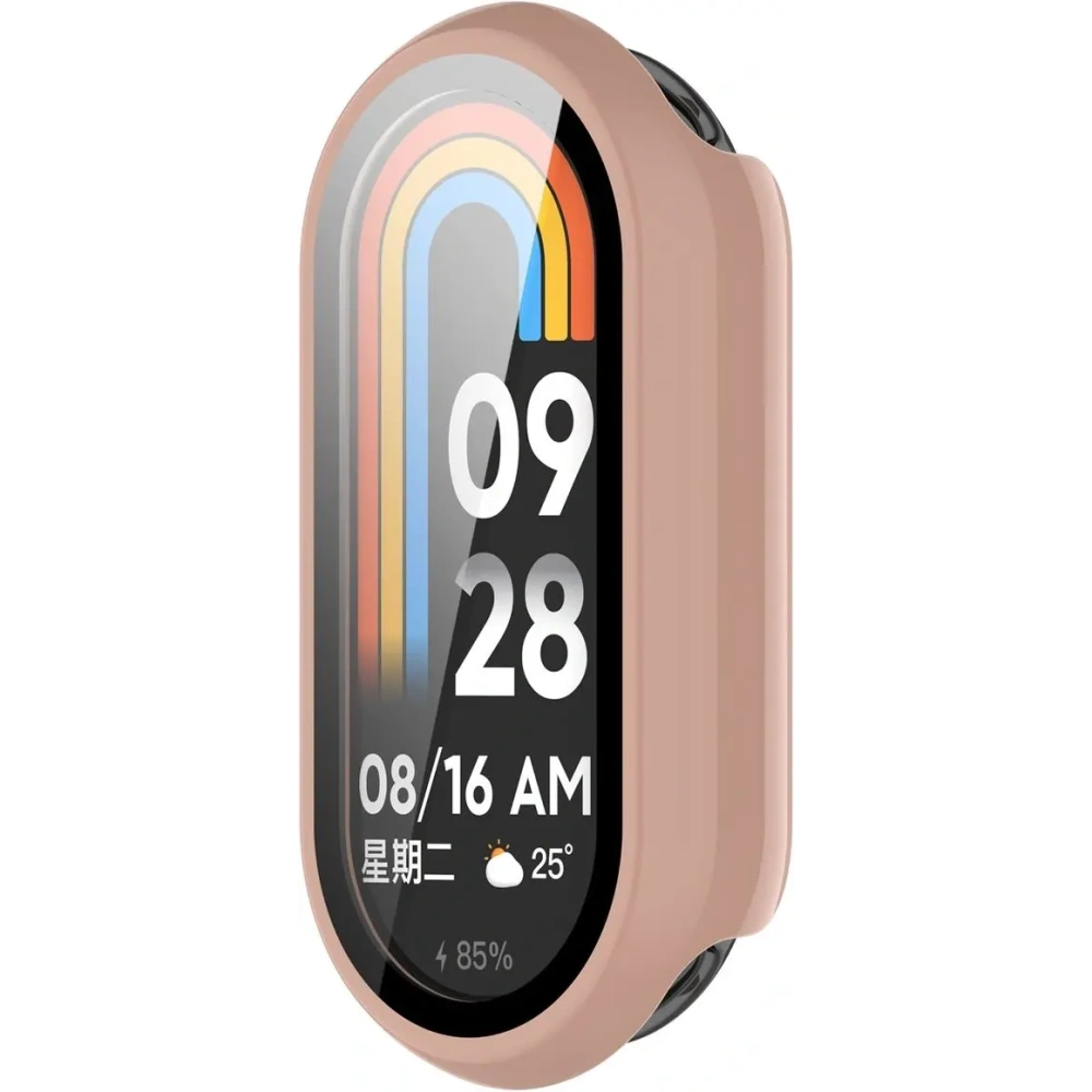 Etui ze szkłem do zegarka Bizon Case+Glass Watch do Xiaomi Smart Band 10 różowe