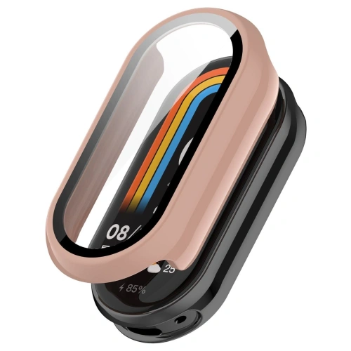 Etui ze szkłem do zegarka Bizon Case+Glass Watch do Xiaomi Smart Band 10 różowe