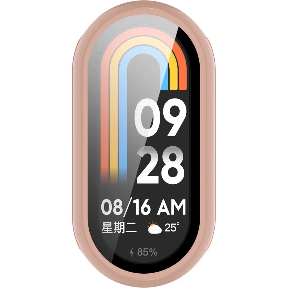 Etui ze szkłem do zegarka Bizon Case+Glass Watch do Xiaomi Smart Band 10 różowe