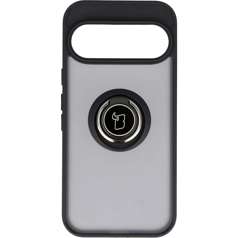 Etui z uchwytem na palec Bizon Case Hybrid Ring do Google Pixel 10 / 10 Pro przydymione z czarną ramką