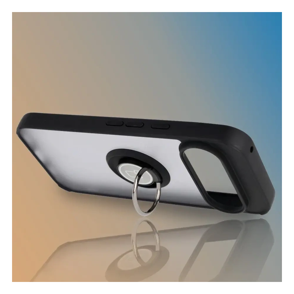 Etui z uchwytem na palec Bizon Case Hybrid Ring do Google Pixel 10 / 10 Pro przydymione z czarną ramką