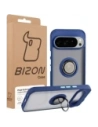 Etui z uchwytem na palec Bizon Case Hybrid Ring do Google Pixel 10 / 10 Pro przydymione z granatową ramką