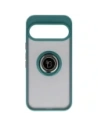 Etui z uchwytem na palec Bizon Case Hybrid Ring do Google Pixel 10 / 10 Pro przydymione z ciemnozieloną ramką