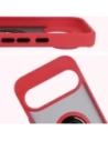 Etui z uchwytem na palec Bizon Case Hybrid Ring do Google Pixel 10 / 10 Pro przydymione z czerwoną ramką