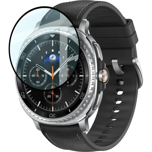Szkło hybrydowe Bizon Glass Watch Edge Hybrid dla Samsung Galaxy Watch 8 Classic 46mm czarne