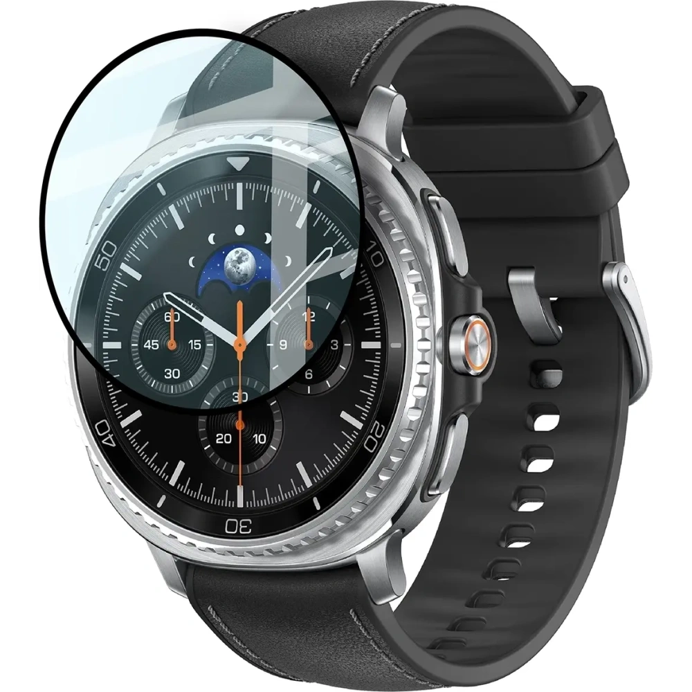 Szkło hybrydowe Bizon Glass Watch Edge Hybrid dla Samsung Galaxy Watch 8 Classic 46mm czarne