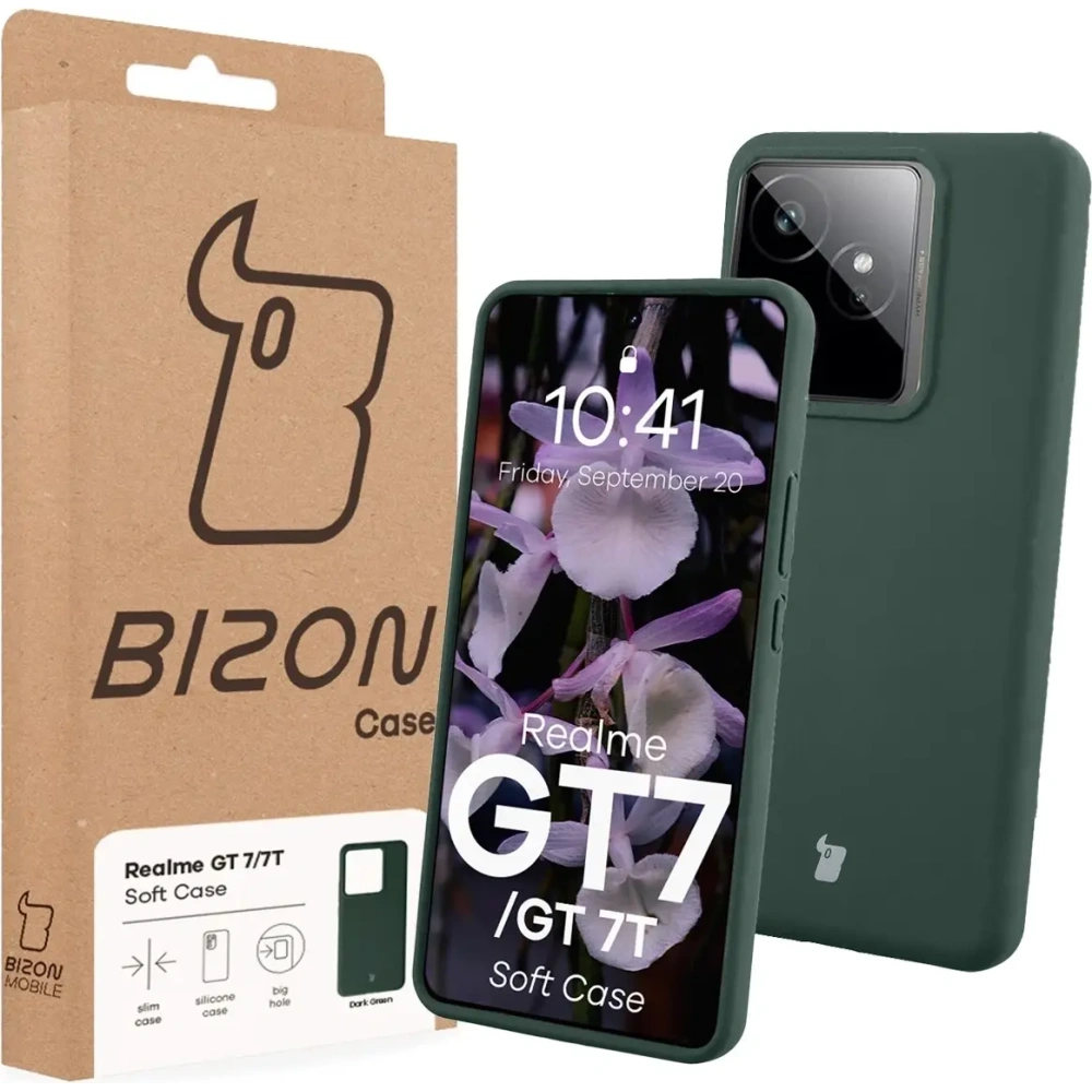 Silikonowe etui Bizon Soft Case do Realme GT 7 / 7T ciemnozielone