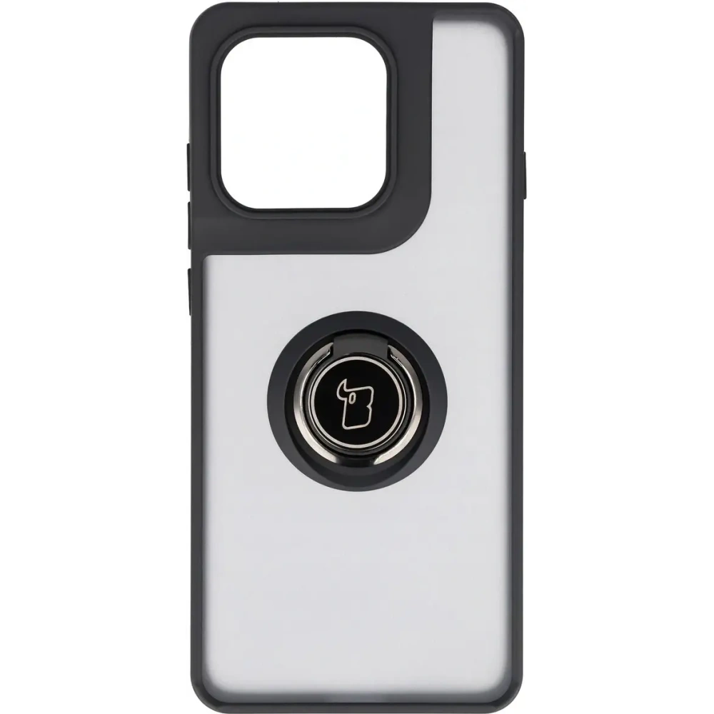 Etui z uchwytem na palec Bizon Case Hybrid Ring do Motorola Edge 60 Pro przydymione z czarną ramką