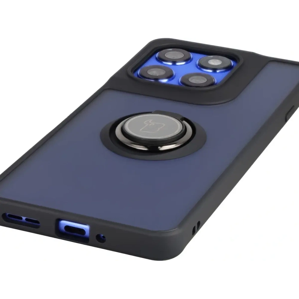 Etui z uchwytem na palec Bizon Case Hybrid Ring do Motorola Edge 60 Pro przydymione z czarną ramką