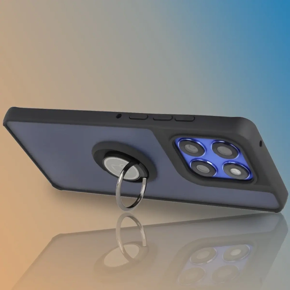 Etui z uchwytem na palec Bizon Case Hybrid Ring do Motorola Edge 60 Pro przydymione z czarną ramką