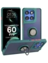 Etui z uchwytem na palec Bizon Case Hybrid Ring do Motorola Edge 60 Pro przydymione z ciemnozieloną ramką