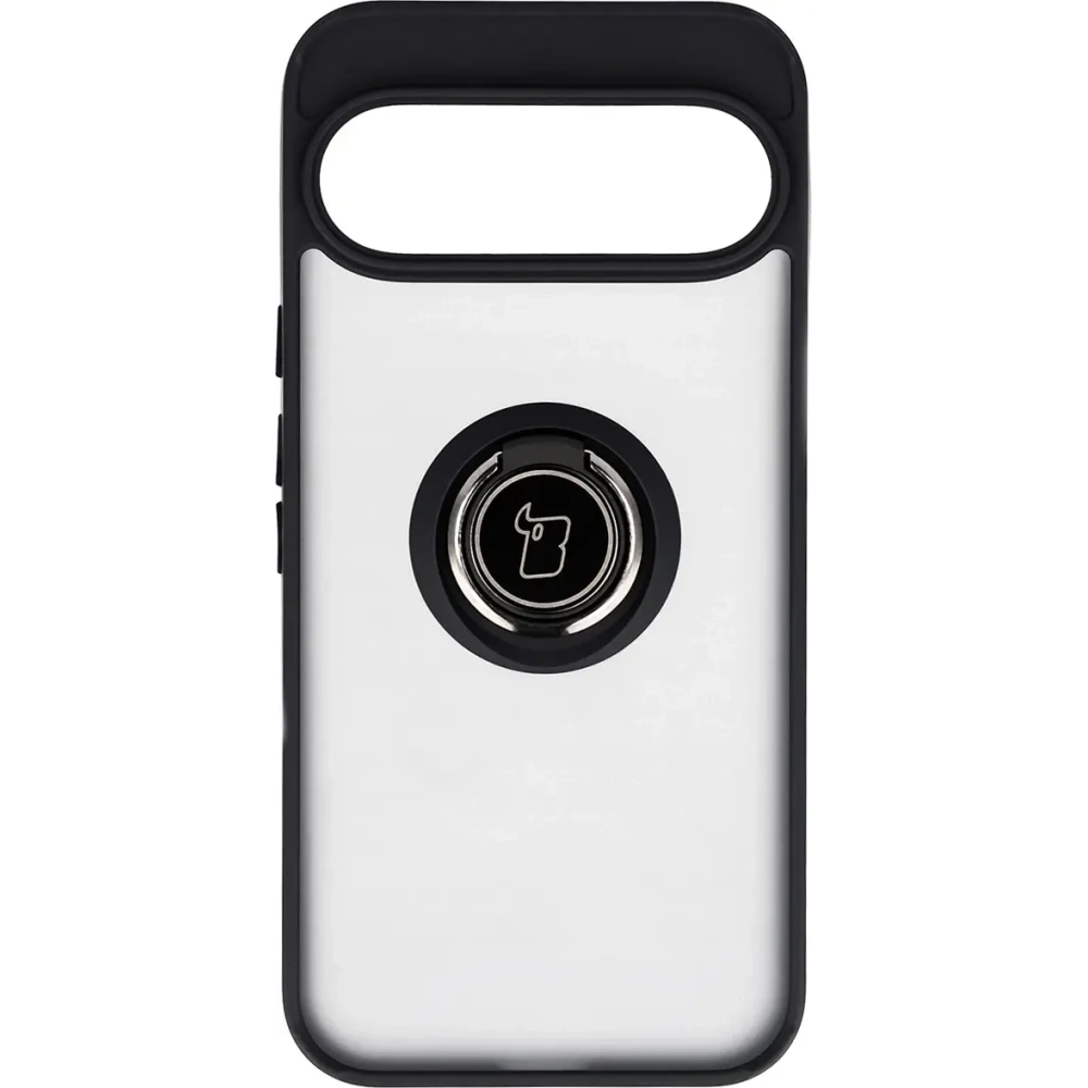 Etui z uchwytem na palec Bizon Case Hybrid Ring do Google Pixel 10 Pro XL przydymione z czarną ramką