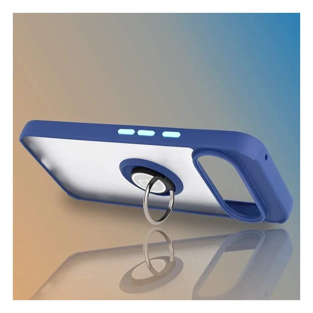 Etui z uchwytem na palec Bizon Case Hybrid Ring do Google Pixel 10 Pro XL przydymione z granatową ramką