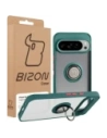 Etui z uchwytem na palec Bizon Case Hybrid Ring do Google Pixel 10 Pro XL przydymione z ciemnozieloną ramką