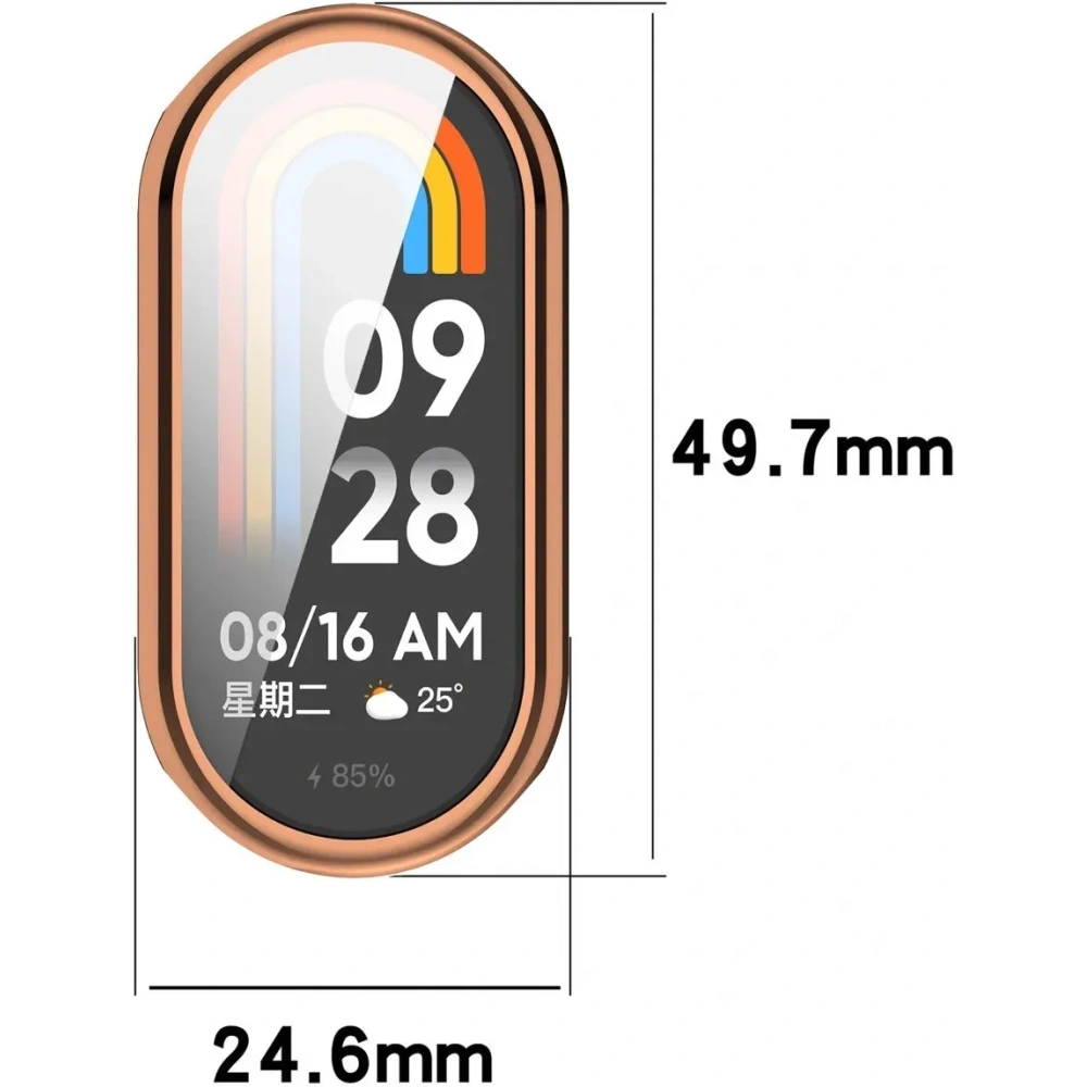 Etui z osłoną ekranu Bizon Case Watch Felipe do Xiaomi Smart Band 10 różowozłote