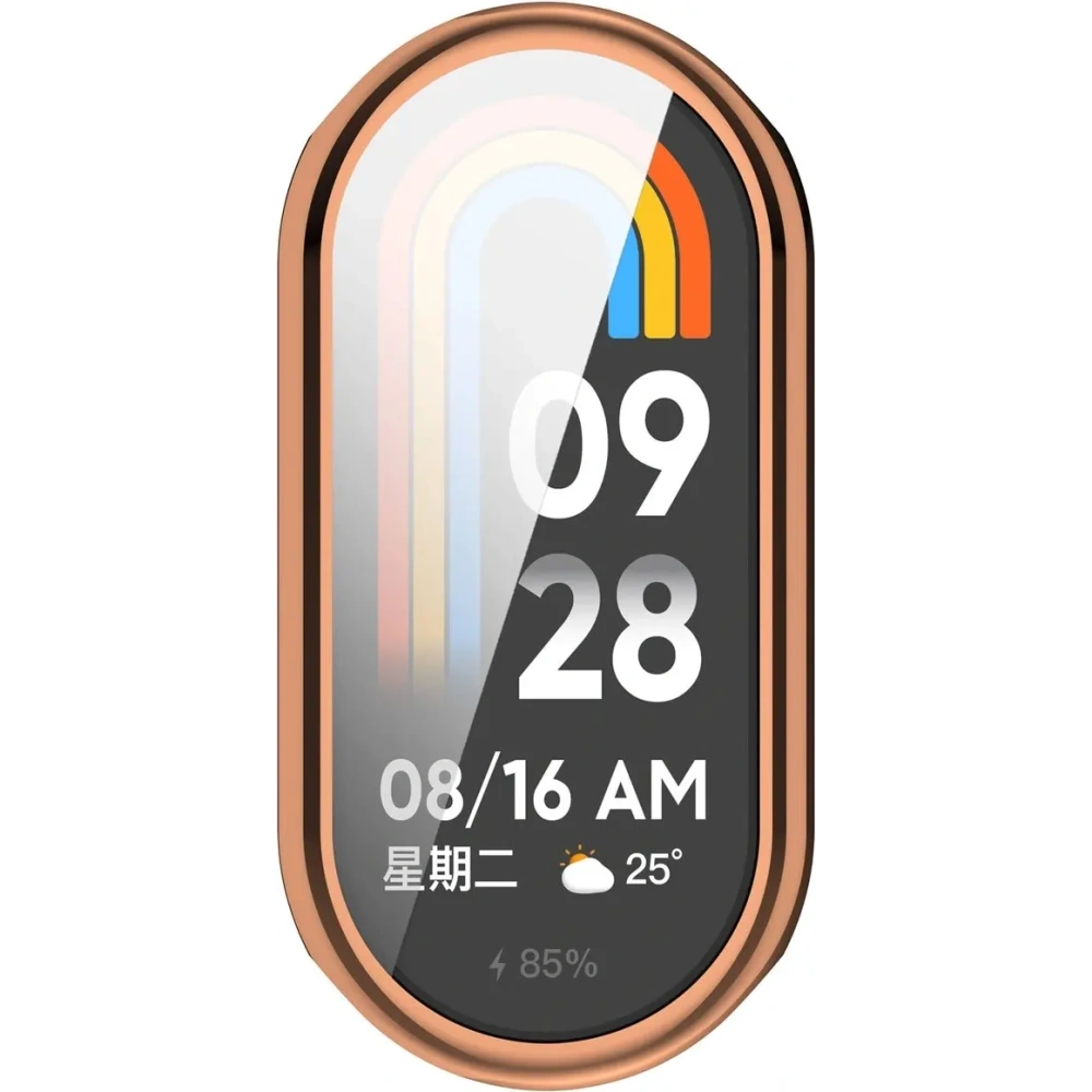 Etui z osłoną ekranu Bizon Case Watch Felipe do Xiaomi Smart Band 10 różowozłote