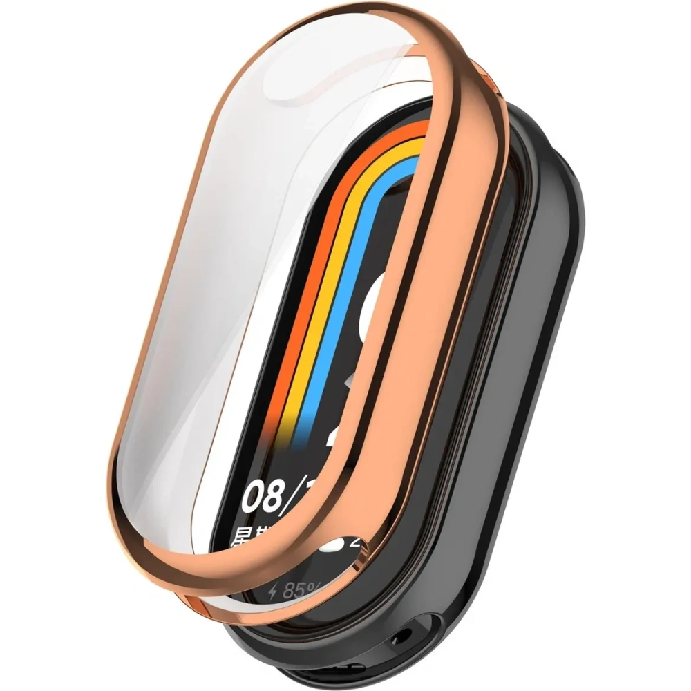 Etui z osłoną ekranu Bizon Case Watch Felipe do Xiaomi Smart Band 10 różowozłote