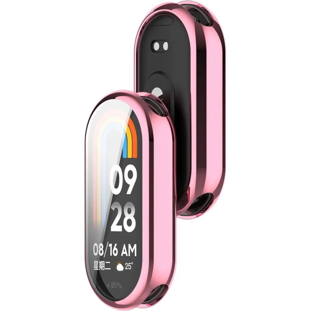 Etui z osłoną ekranu Bizon Case Watch Felipe do Xiaomi Smart Band 10 różowe