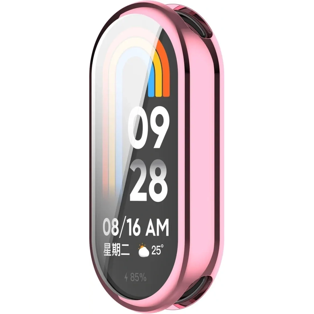 Etui z osłoną ekranu Bizon Case Watch Felipe do Xiaomi Smart Band 10 różowe