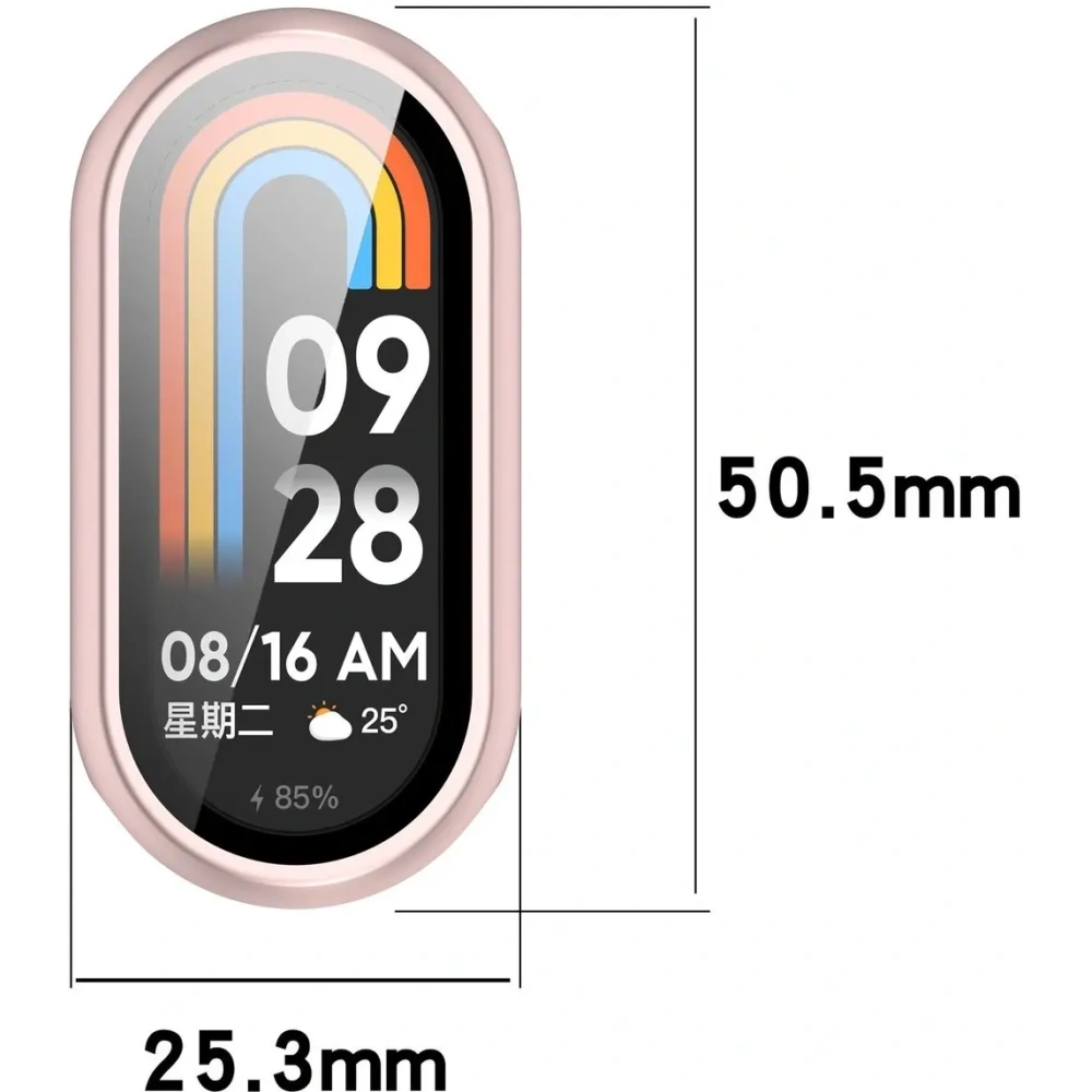 Etui ze szkłem do zegarka Bizon Case+Glass Watch do Xiaomi Smart Band 10 jasnoróżowe