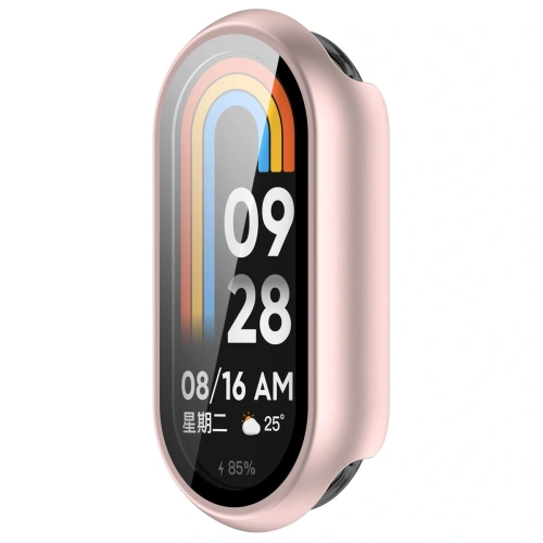 Etui ze szkłem do zegarka Bizon Case+Glass Watch do Xiaomi Smart Band 10 jasnoróżowe