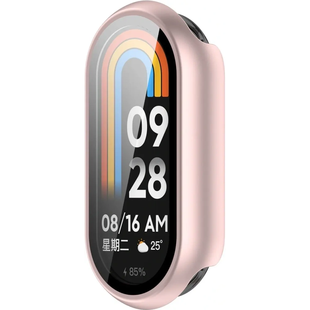 Etui ze szkłem do zegarka Bizon Case+Glass Watch do Xiaomi Smart Band 10 jasnoróżowe