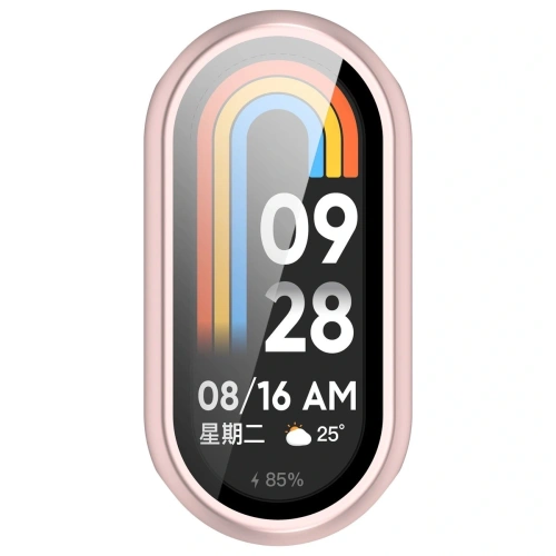 Etui ze szkłem do zegarka Bizon Case+Glass Watch do Xiaomi Smart Band 10 jasnoróżowe