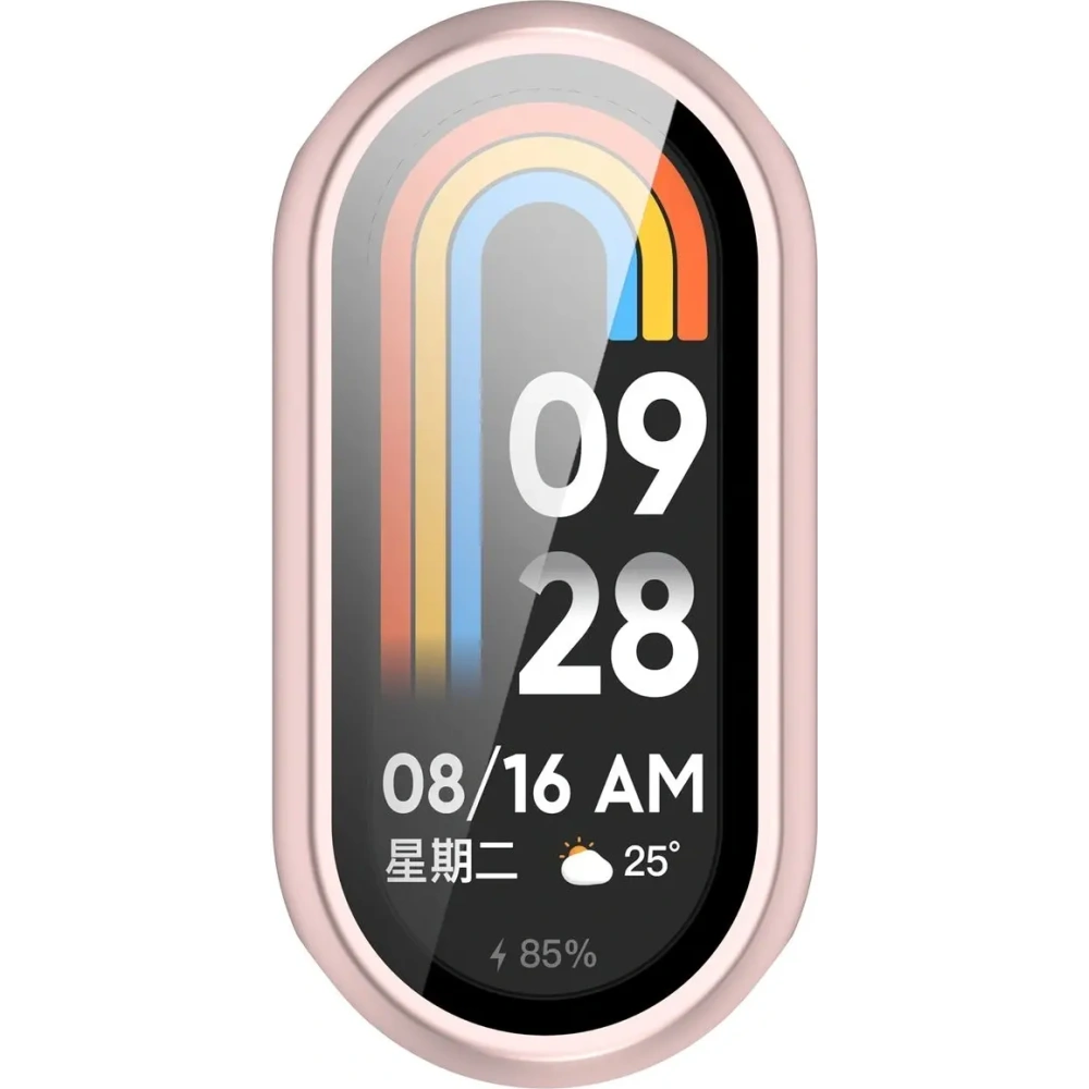 Etui ze szkłem do zegarka Bizon Case+Glass Watch do Xiaomi Smart Band 10 jasnoróżowe