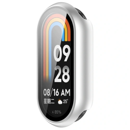 Etui ze szkłem do zegarka Bizon Case+Glass Watch do Xiaomi Smart Band 10 srebrne