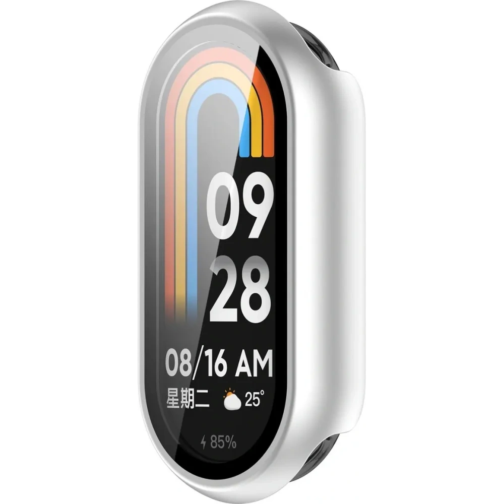 Etui ze szkłem do zegarka Bizon Case+Glass Watch do Xiaomi Smart Band 10 srebrne