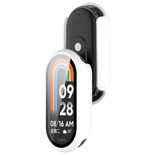 Etui ze szkłem do zegarka Bizon Case+Glass Watch do Xiaomi Smart Band 10 białe