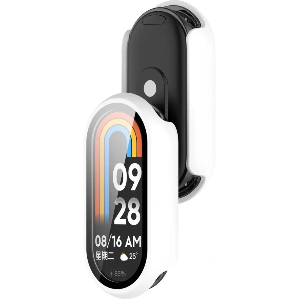 Etui ze szkłem do zegarka Bizon Case+Glass Watch do Xiaomi Smart Band 10 białe