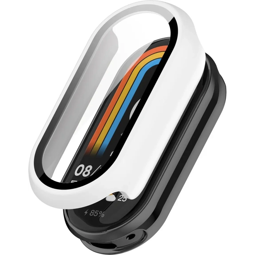 Etui ze szkłem do zegarka Bizon Case+Glass Watch do Xiaomi Smart Band 10 białe
