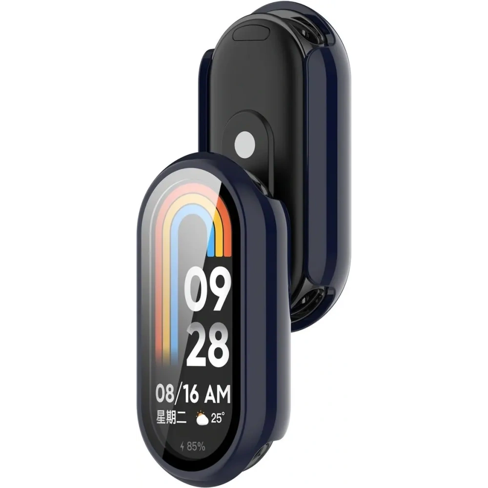 Etui ze szkłem do zegarka Bizon Case+Glass Watch do Xiaomi Smart Band 10 niebieskie