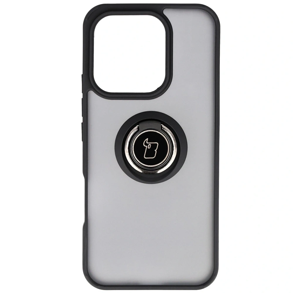 Etui z uchwytem na palec Bizon Case Hybrid Ring do Honor 400 Lite przydymione z czarną ramką
