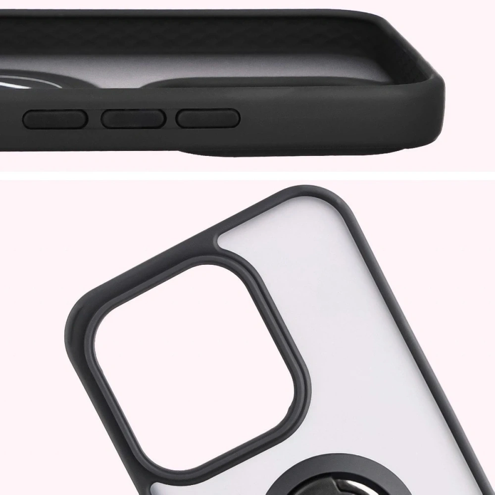 Etui z uchwytem na palec Bizon Case Hybrid Ring do Honor 400 Lite przydymione z czarną ramką