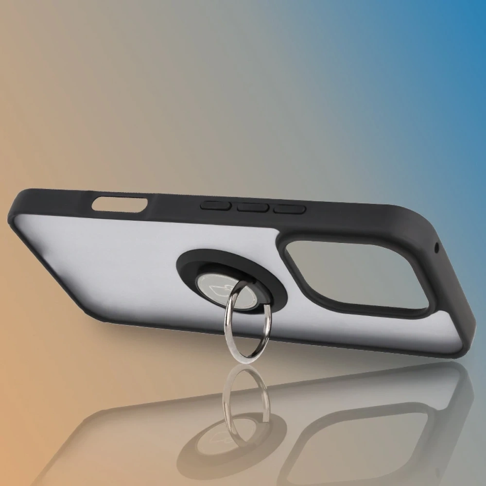 Etui z uchwytem na palec Bizon Case Hybrid Ring do Honor 400 Lite przydymione z czarną ramką