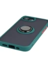 Etui z uchwytem na palec Bizon Case Hybrid Ring do Apple iPhone 16e przydymione z ciemnozieloną ramką