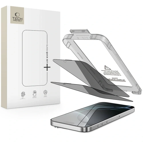 Szkło prywatyzujące Tech-Protect Quick Set Spy+ do Apple iPhone 16 Pro Privacy [2 PACK]