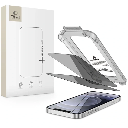 Szkło prywatyzujące Tech-Protect Quick Set Spy+ do Apple iPhone 12 / 12 Pro Privacy [2 PACK]