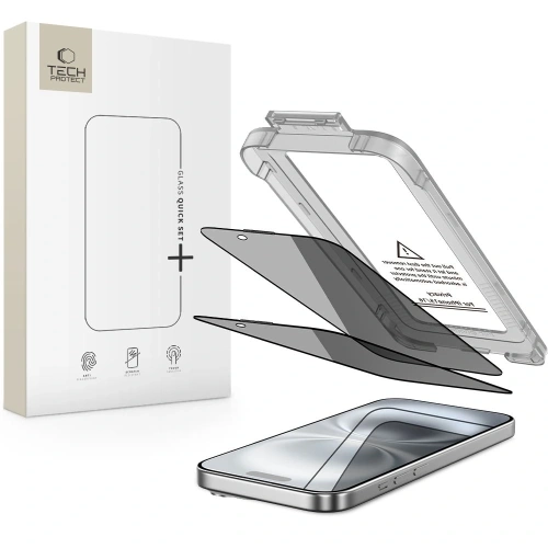 Szkło prywatyzujące Tech-Protect Quick Set Spy+ do Apple iPhone 15 / 16 Privacy [2 PACK]