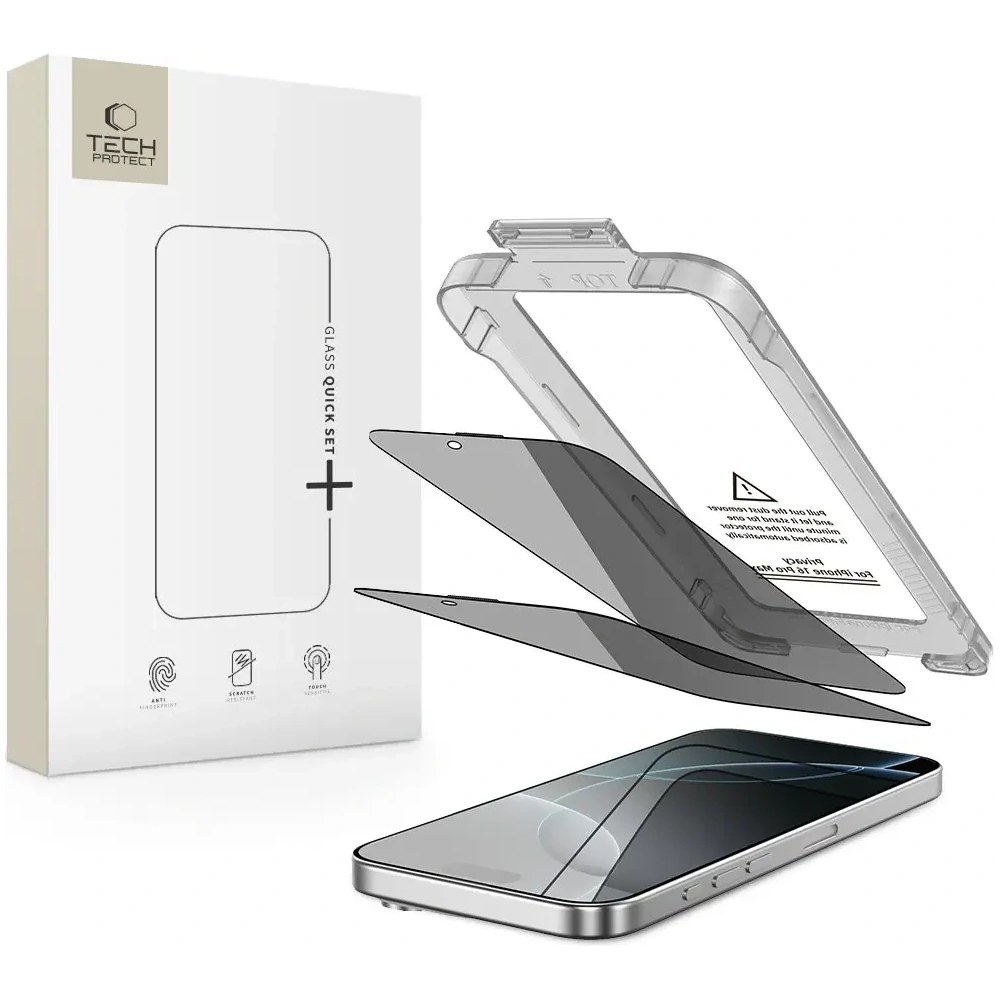 Szkło prywatyzujące Tech-Protect Quick Set Spy+ do Apple iPhone 16 Pro Max Privacy [2 PACK]