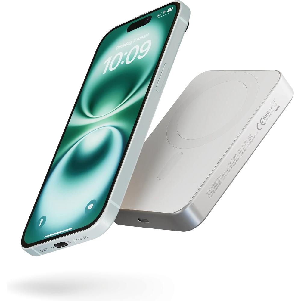 Powerbank magnetyczny ZENS Slim Qi2 Aluminium Powerbank 10000 mAh MagSafe / Qi2 (white)